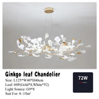 Gold Branches Chandelier with Porcelain Leaves Pendant Light - Luxury Living room Decor
