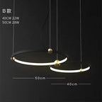 Black Gold Chandelier Creative Italian Design Light Metal LED Rings Circle
