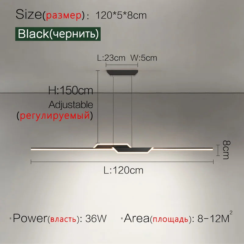 Modern Minimalist Luxury Chandelier Strip Lamp Set for Dining Room Island Table