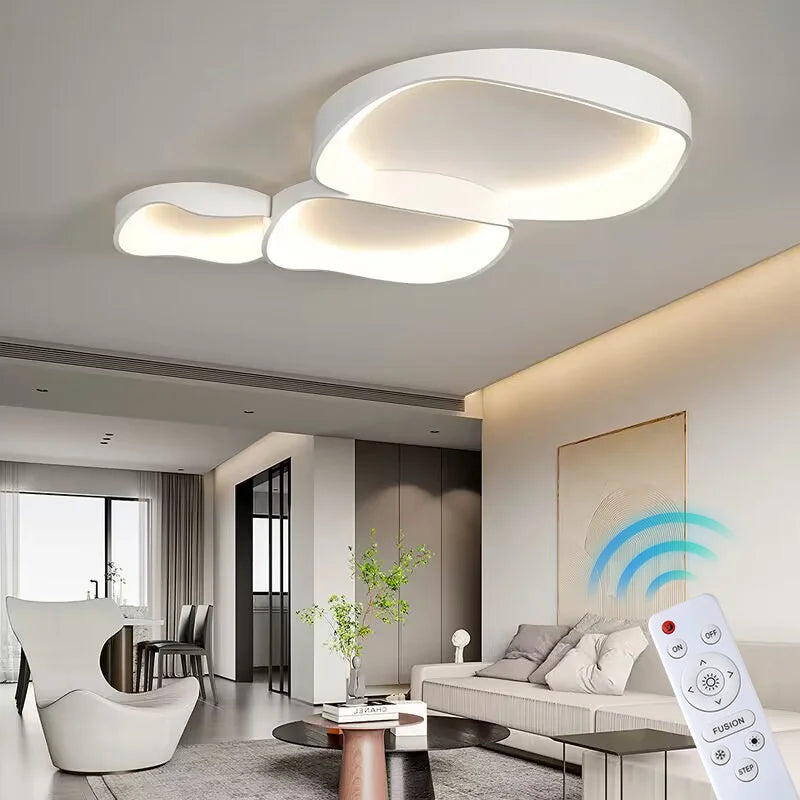 White LED Ceiling Chandelier for Living Room Bedroom with Remote Control