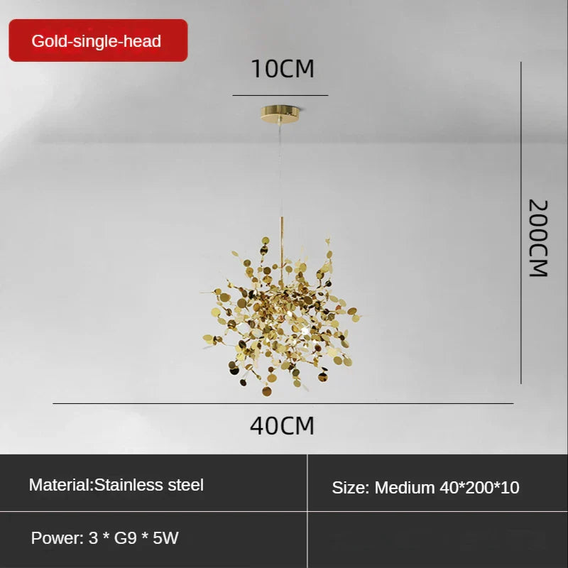 Leaf Sequin Ceiling Chandelier for Modern Living Room, Restaurant, Bar, and Shop Window