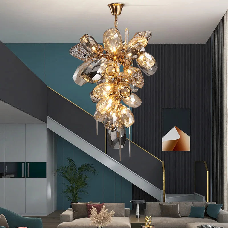Stainless Steel Crystal Pendant Light Living Room Bedroom Stairs