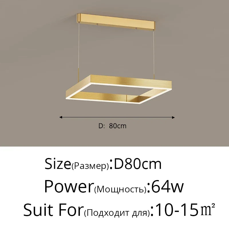 Nordic Minimalist LED Square Chandelier for Living Dining Bedroom - Luster Lighting