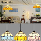 Tiffany Square Pendant Light, Stained Glass Hanging Lamp for Home Decor