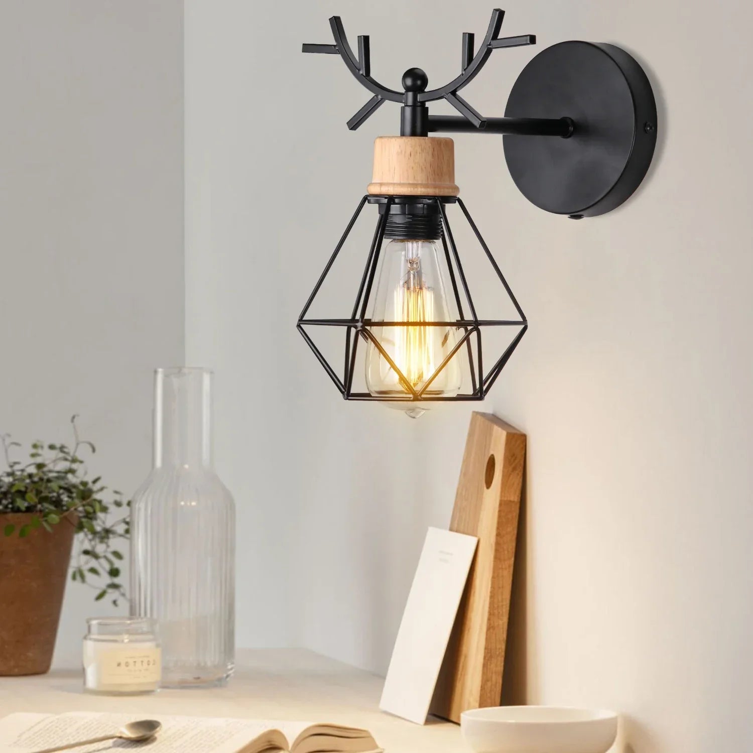 Vintage Wire Cage Wall Sconces Lights for Home Decor