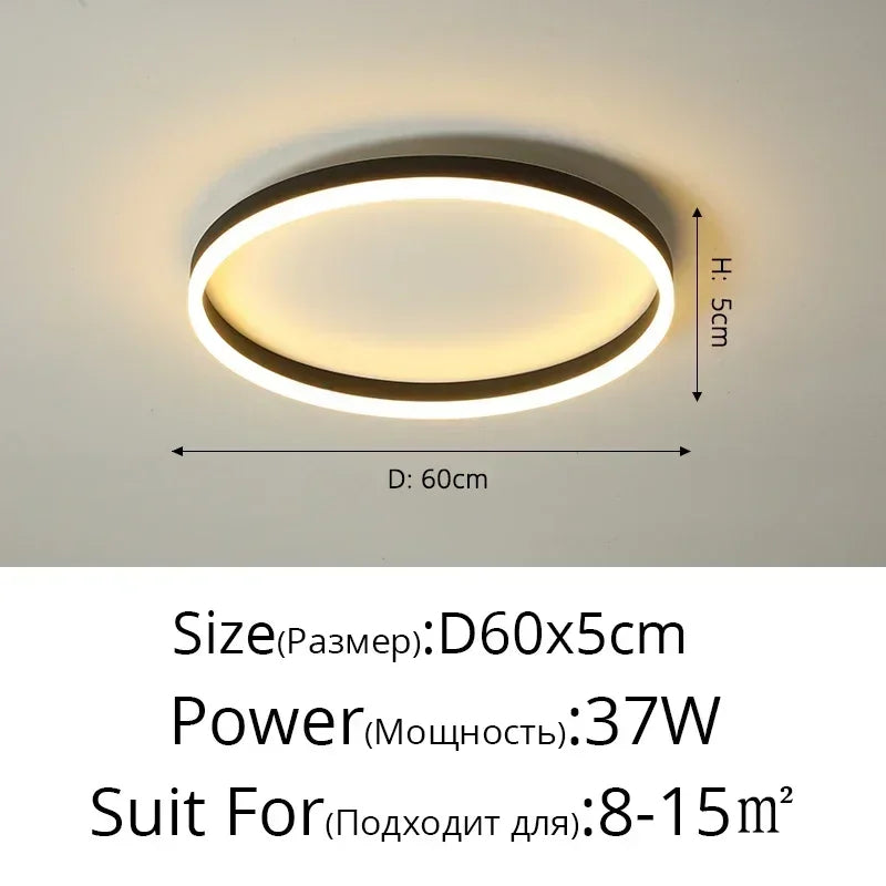 Modern Round Bedroom LED Ceiling Light for Living Room Study, Home Decor Lighting