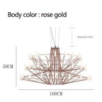 Luxe Iron Wire Round LED Chandelier for Living & Dining Room