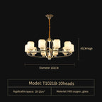 Chinese Natural Jade All Copper Chandelier for Luxury Living Room Villa