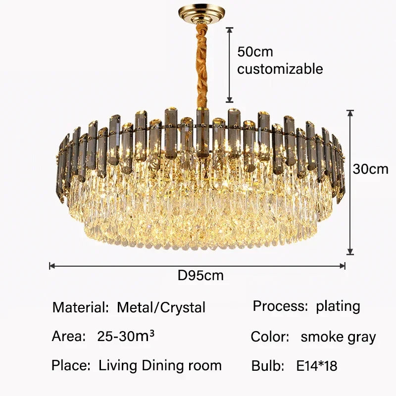 Crystal Pendant Chandelier: Modern Luxury LED Lighting for Villa Living Room Dining Room Lighting