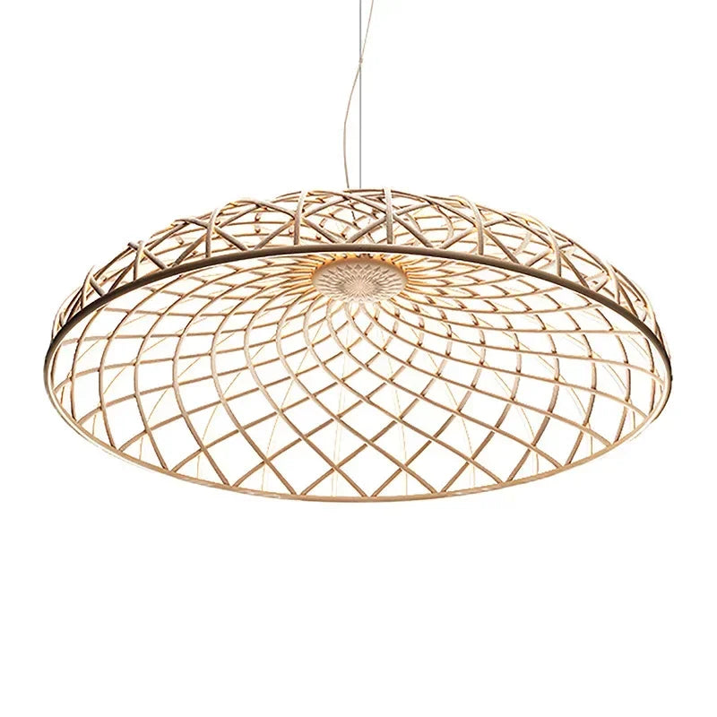 SKynest Rope LED Chandelier: Circular Woven Fireworks Light for Living Room & Restaurant