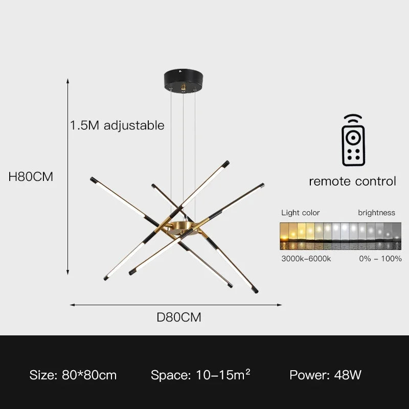 Linen Ceiling Chandelier: Black Gold Pendant Lamp for Home, Office, or Restaurant