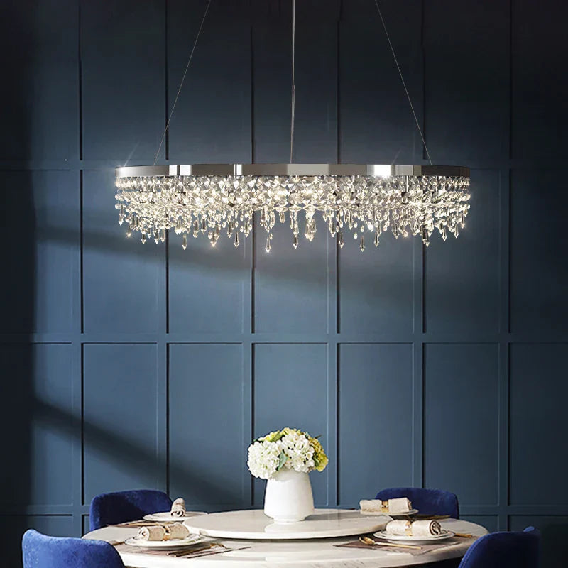 Crystal Circle LED Chandelier for Modern Luxury Living Room Decor