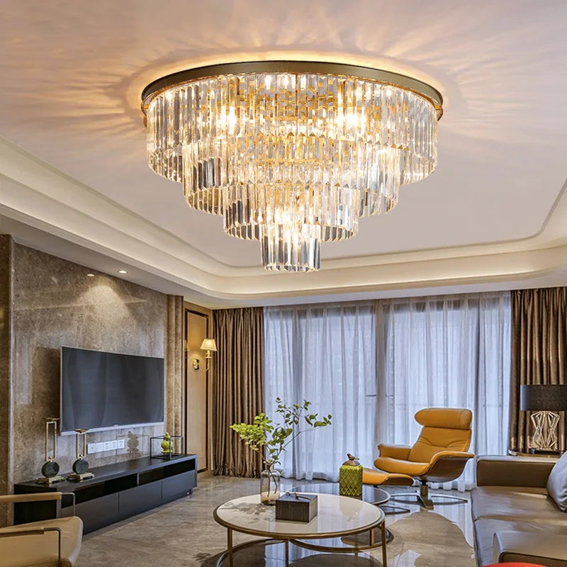Gold LED Crystal Ceiling Light: Luxury Home Decor Fixture