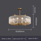 Luxury Water Ripple Glass Chandelier - LED Lighting Fixture for Home Decor