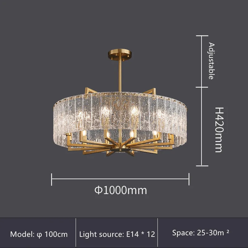 Luxury Water Ripple Glass Chandelier - LED Lighting Fixture for Home Decor