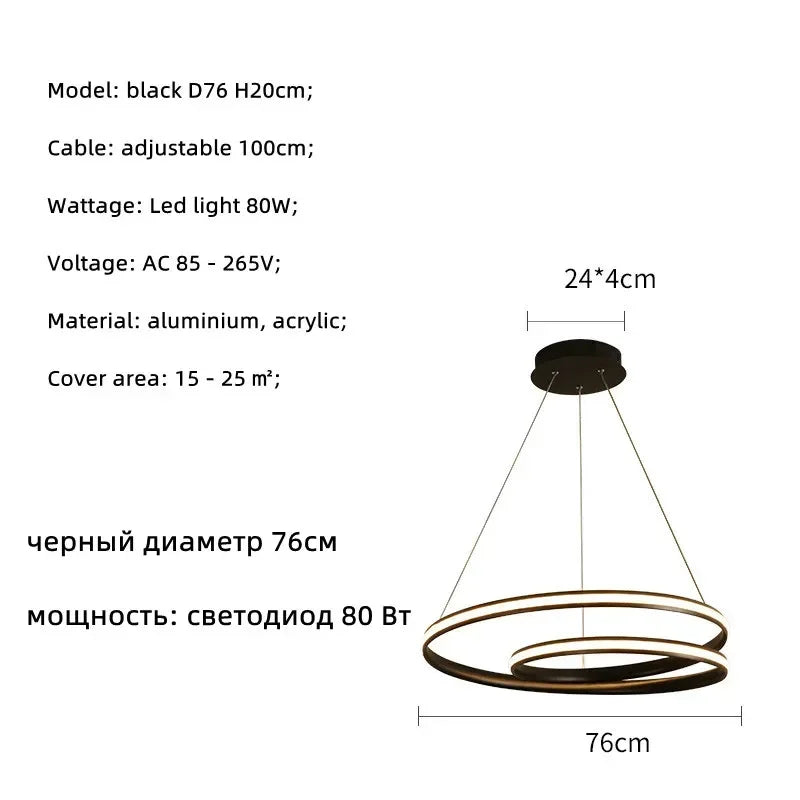 Nordic LED Pendant Lights Dimmable Hanging Lamp for Living Room and Bedroom