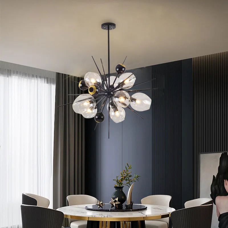 Luxury Glass Ball Chandelier LED Pendant Light for Living Room, Bedroom, and Hotel.