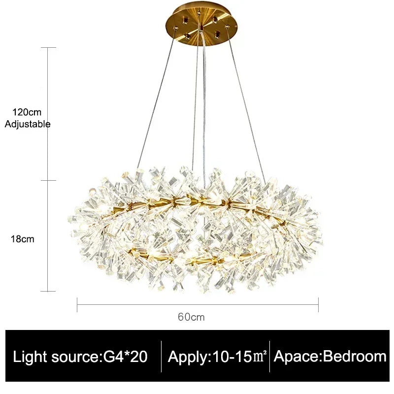 Luxury Crystal Chandelier LED Ceiling Light for Modern Living Room & Bedroom