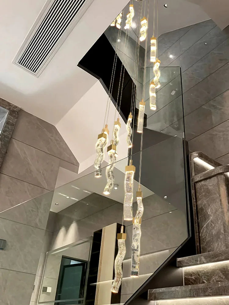 Modern LED Crystal Chandelier for High Ceilings