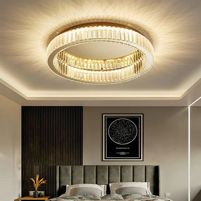 Chrome Crystal LED Ceiling Light: Modern Luxury Stainless Steel Art Lighting