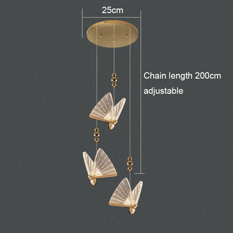 Acrylic Butterfly Chandelier Ceiling Lamp Indoor Lighting