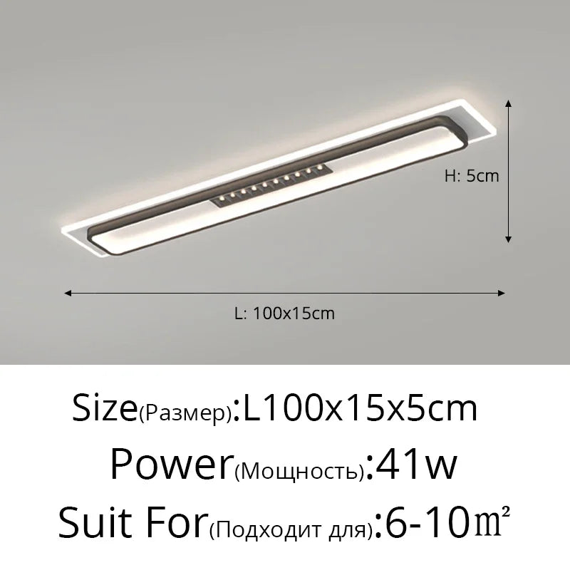 LED Chandelier Lights Remote Dimming Black White Modern Long Living Room Bedroom Hall Lamps