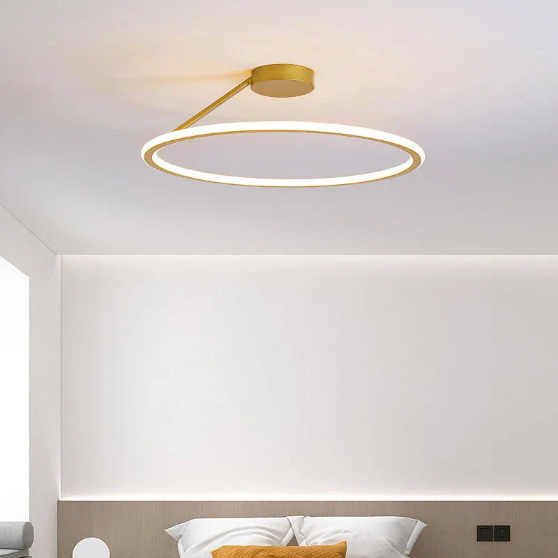Modern Round LED Ceiling Chandelier Aluminum Dimmable Bedroom Light