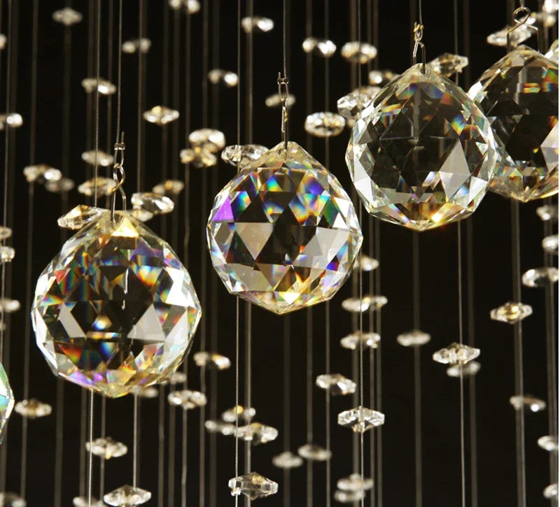 Crystal Pendant Chandelier for Staircase & Bedroom Hanging - Modern Luxury Lighting Fixture