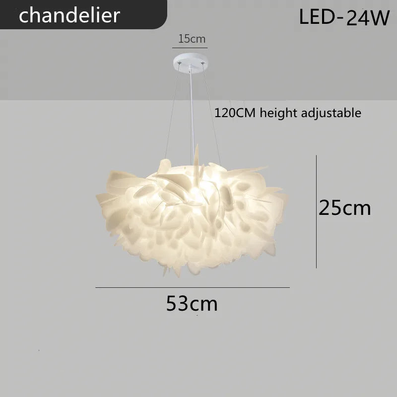 LED Petal Ceiling Chandelier for Living Room, Dimmable Round Bedroom Lamp