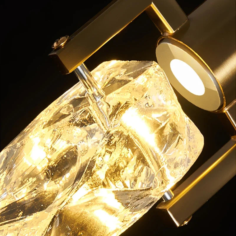 Elegant Diamond Crystal Chandelier LED Light Fixture Gold Home Decor