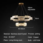Crystal Pendant Chandelier: Modern Luxury LED Fixture for Living Dining Kitchen Bedroom