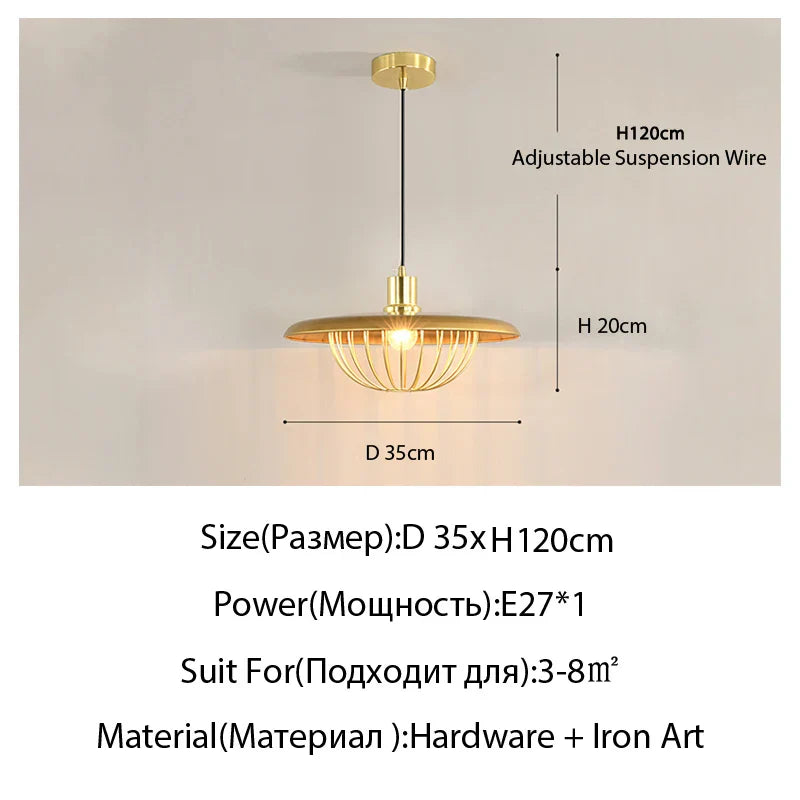 Walnut Metal Saucer Pendant Light - LED Hanging Lamp for Modern Home Decor