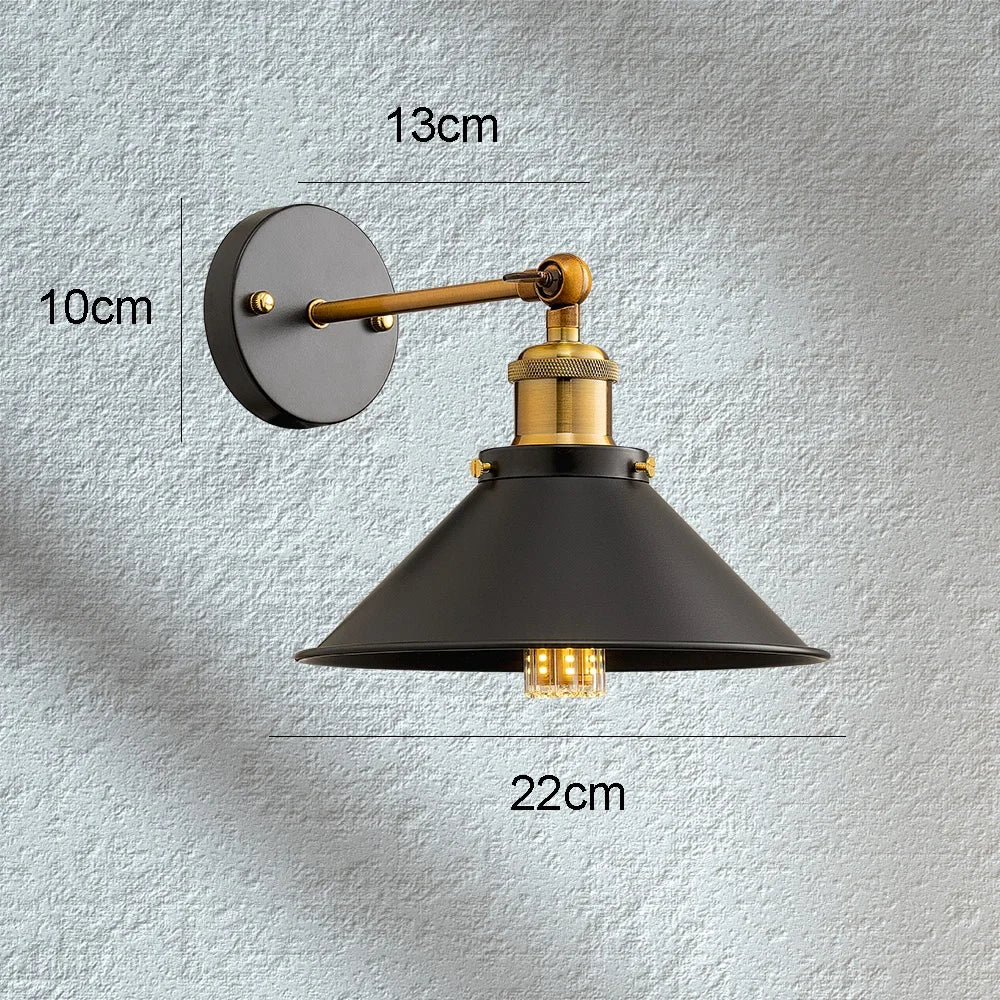Vintage Industrial Wall Sconce with Switch, Black Wall Lamp for Loft Bedroom