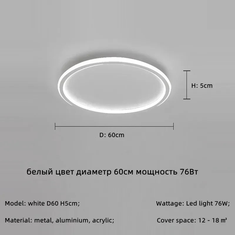 Modern Round LED Ceiling Lights Iron Mounted Dimmable Indoor Lighting