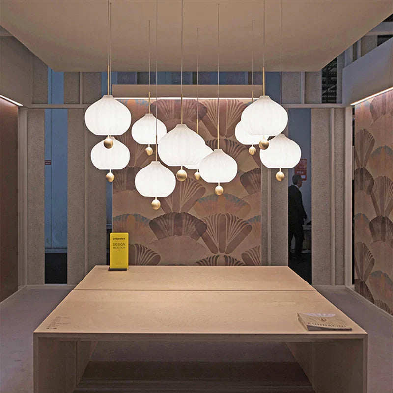 White Glass Chandelier for Dining, Kitchen, Bedroom & Exhibition Hall in Post-Modern Hotel