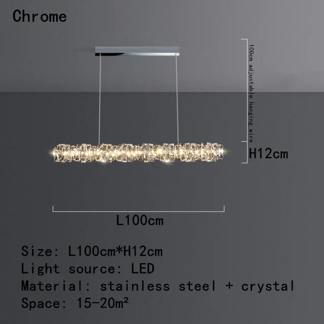 Crystal Dining Table Pendant Lamp: Elegant Led Decoration for Kitchen Island, Restaurant, Living Room