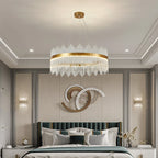 Crystal Rod Round Chandelier: Modern Nordic Light for Living Room, Bedroom, Dining Room, Kitchen