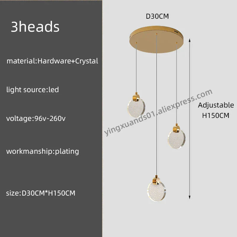 Crystal Chandelier Pendant Light for Luxury Staircase