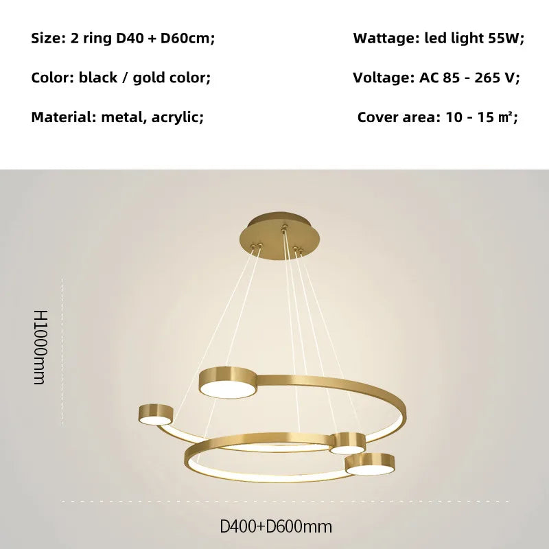 LED Ring Chandelier: Modern Nordic Hanging Light for Dining, Living Room, and Lobby