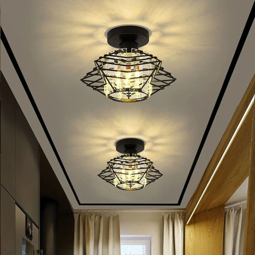 Crystal Ceiling Chandelier: Modern Industrial LED Indoor Lighting Fixture
