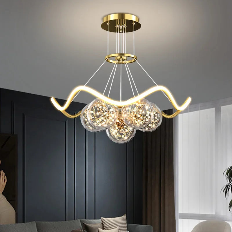 Bubble Pendant Chandelier: Modern Dimmable LED Lighting for Home Decor