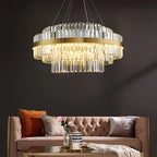 Gold Metal Crystal Pendant Light - Dimmable LED Hanging Lamp