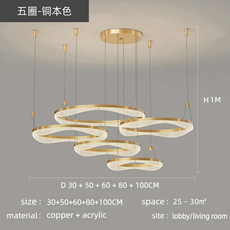 LED Ring Pendant Chandelier for Living Room Bedroom and Dining Room