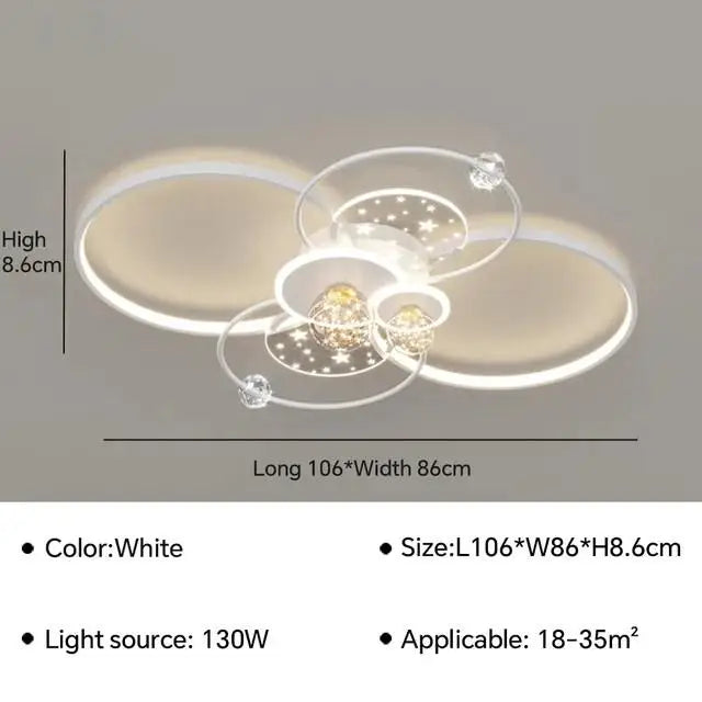 Modern Black Gold LED Ceiling Light with Remote Control for Stylish Living Room