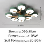 Nordic Style Wood Art LED Chandelier for Bedroom Living Room Ceilings