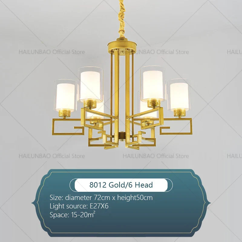 Retro Chinese Chandelier for Living Room Dining Bedroom Modern Villa Duplex