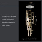 Modern Crystal LED Pendant Lights Steel Rectangle Hanging Lamp