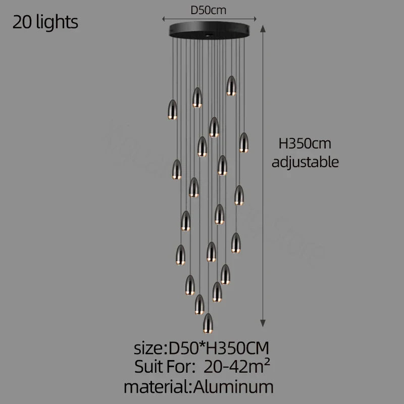 Modern LED Mini Chandelier for Penthouse Villa Kitchen Living Room & Staircase