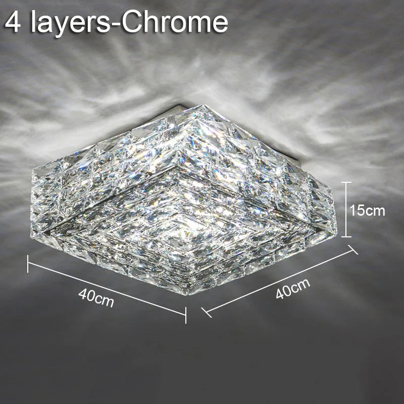 Crystal Ceiling Lamp: Modern Minimalist Indoor LED Lighting for Living Room, Dining & Bedroom
