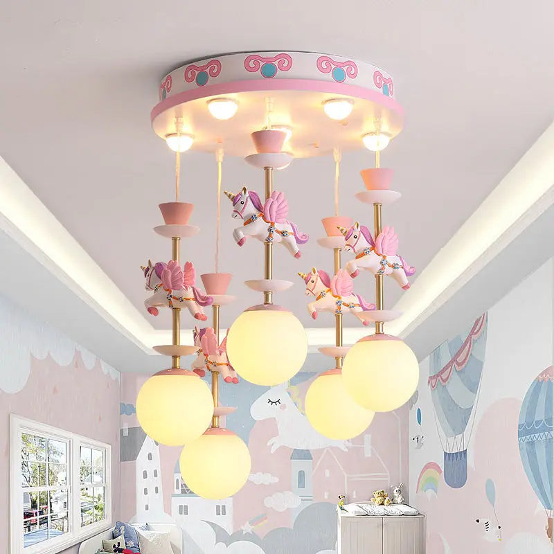 Kids Ceiling Chandelier: Modern LED Pendant Light for Girls' Bedroom Decor